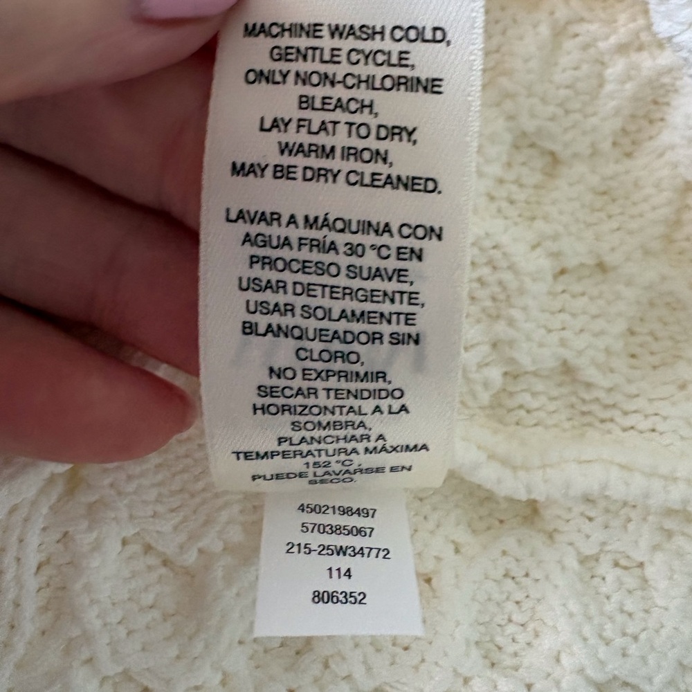 WHBM XL Ecru Top Cap Sleeves Cable Knit Design NWT Office Career Party Cruise - Picture 8 of 12